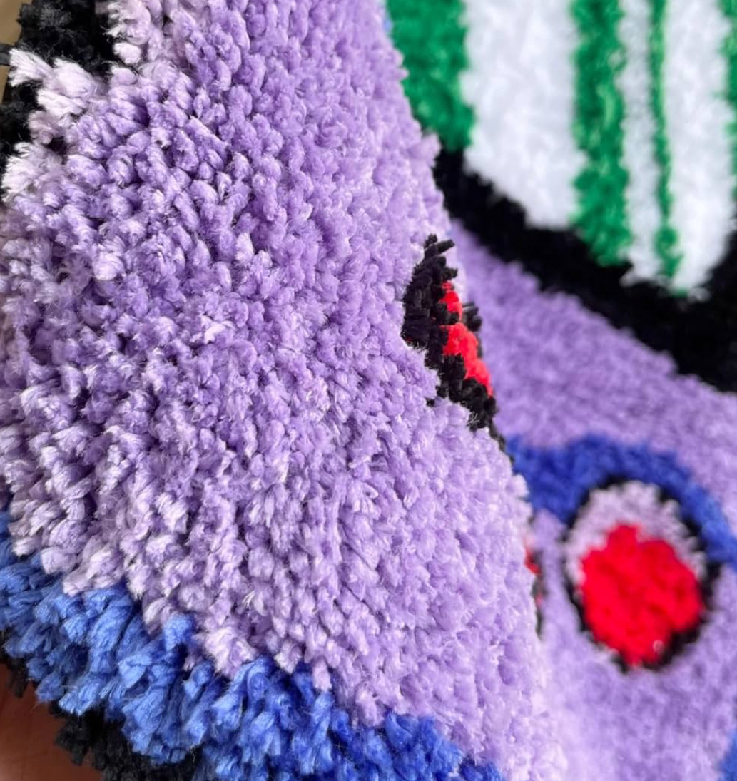 Purple Game Console Tufted Rug – Retro Flocking Carpet, Anti-Slip Cute Doormat (35.4” x 23.6”) for Aesthetic Home Decor - Image 3