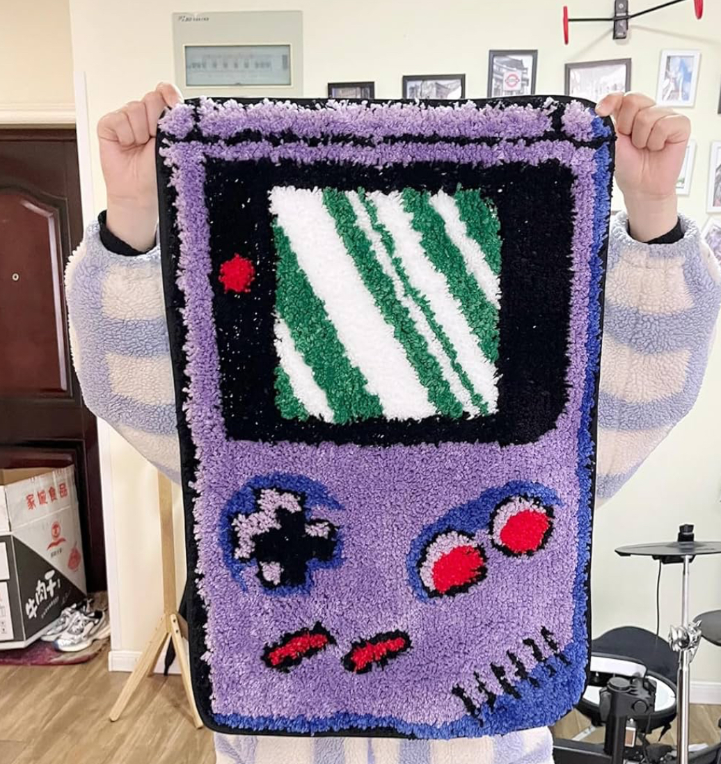 Purple Game Console Tufted Rug – Retro Flocking Carpet, Anti-Slip Cute Doormat (35.4” x 23.6”) for Aesthetic Home Decor - Image 5