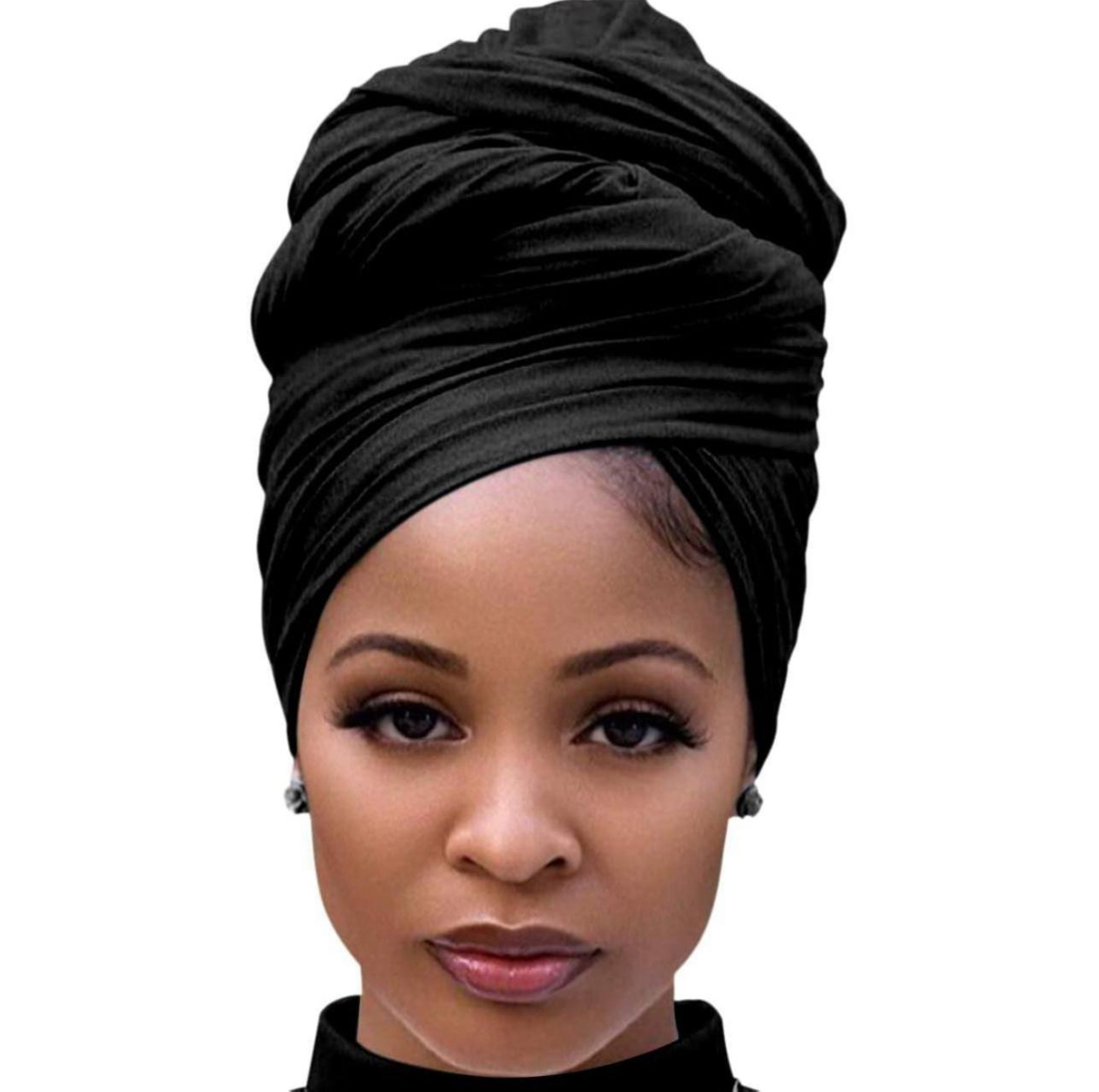 Head Wraps for Black Women – Stretch Jersey African Head Scarf, Long Turban Headwraps, 3-in-1 Soft & Comfortable Hair Wrap, Stylish Gift for Women & Postpartum Moms