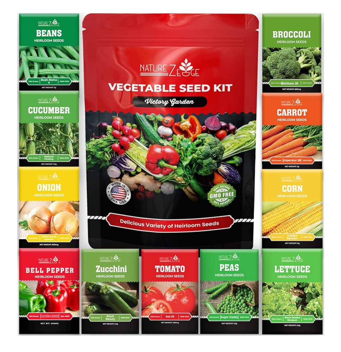 11 Heirloom Vegetable & Fruit Seeds for Planting – 4800+ Non-GMO Seeds | Survival Garden Seed Vault for Prepping & Home Gardening