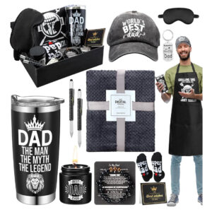 Breling 14-Piece Dad Gift Set – Tumbler, Blanket, Socks & More | Best Gifts for Dad for Christmas, Birthday, Father’s Day & Bulk Orders