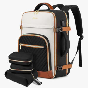 Large Carry On Travel Backpack: Flight Approved 40L Waterproof TSA Personal Item Daypack for Women Weekender Bag fit 17inch Laptop Luggage Backpack Traveling Business with USB Port and 3 Packing Cubes