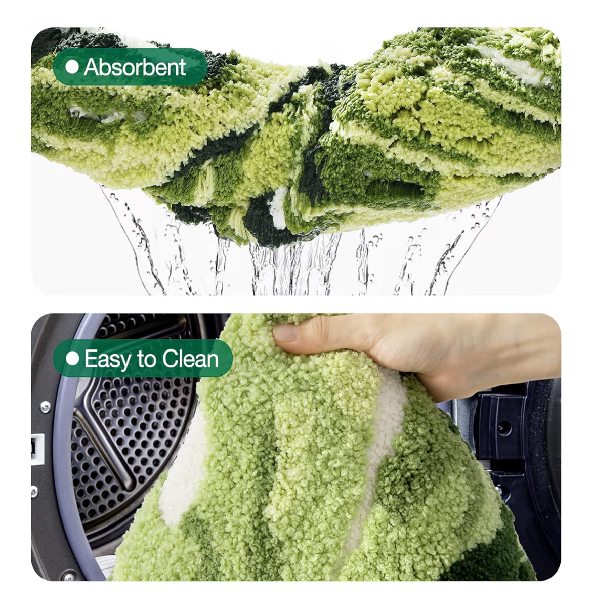 Monstera Bathroom Rug – Soft, Plush, Absorbent, Quick-Dry, Non-Slip Mat – Machine Washable, Green Leaf Design – 23.5”x31.5” for Bathroom, Shower, Bedroom, Kids Room - Image 4