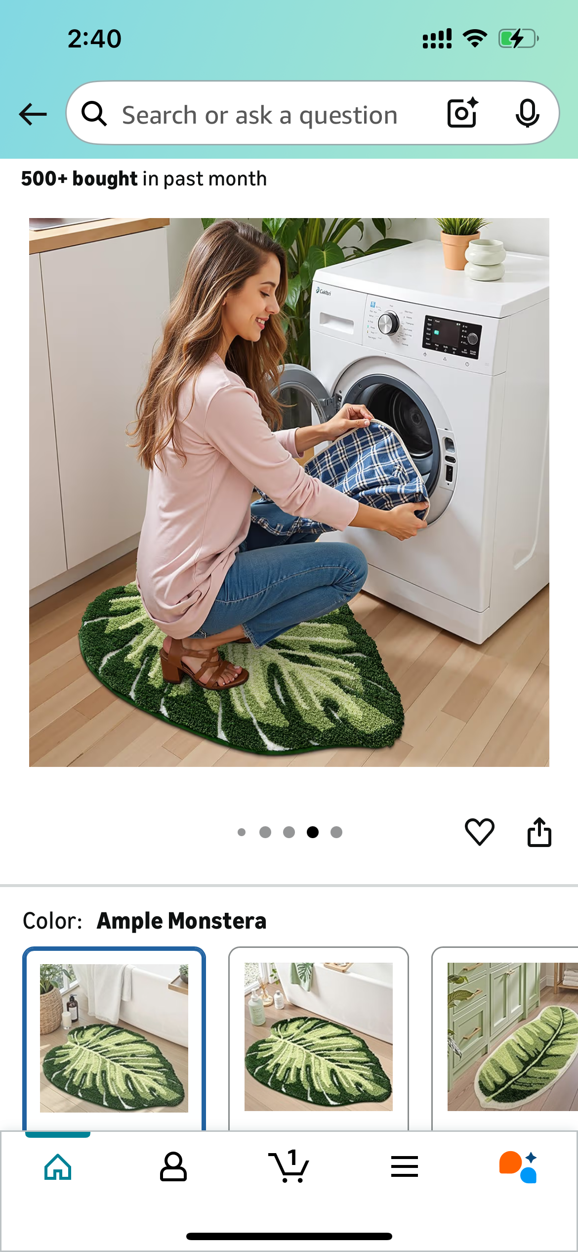 Monstera Bathroom Rug – Soft, Plush, Absorbent, Quick-Dry, Non-Slip Mat – Machine Washable, Green Leaf Design – 23.5”x31.5” for Bathroom, Shower, Bedroom, Kids Room - Image 5