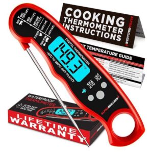 Alpha Grillers Meat Thermometer Digital Instant Read Food Thermometer for Cooking Grilling Air Fryer Griddle Probe Waterproof IP67 Rated with Battery Included BBQ Accessories Grill Gifts for Men Him Dad Birthday - Utensils