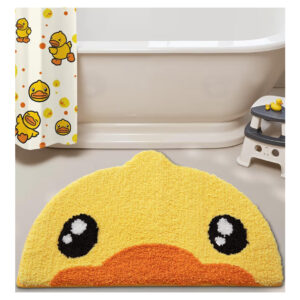 LUMI Cute Rubber Duck Bath Mat, Plush Absorbent Bath Mats for Bathroom, Non-Slip Backing Washable Bath Rugs, Ideal for Kids Shower Sink Bathtub Bedroom, 18"x28", Duck Decor
