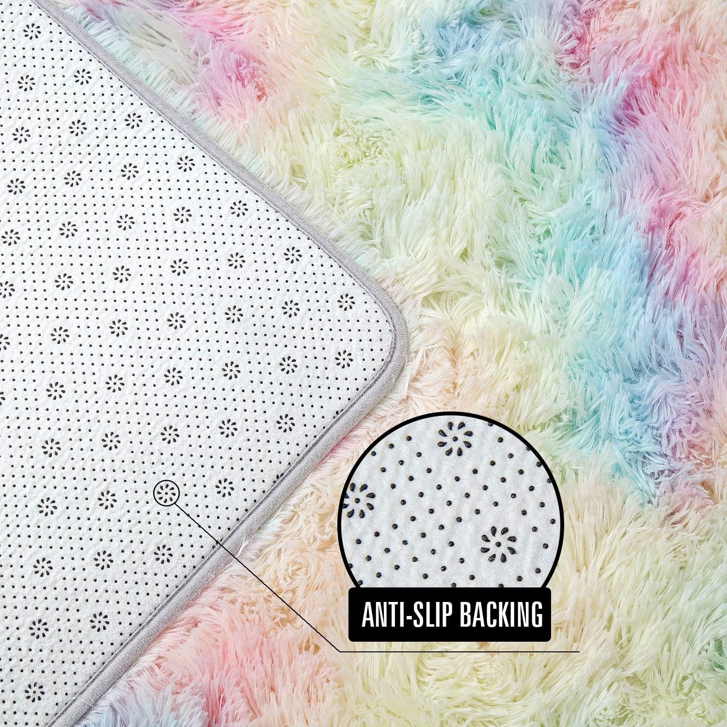 AROGAN Soft Rainbow Area Rug for Girls Room 2x6 Ft – Fluffy Pink Kids Rug with Non-Slip Backing | Cute Colorful Carpet for Bedroom, Nursery, Toddler, Teens, Princess Decor - Image 3