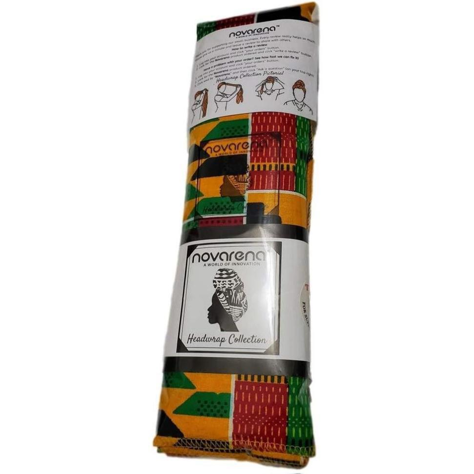 NOVARENA Ankara African Print Soft Headwraps Headband Long Hair Head Wrap Scarf Turban Tie Jersey Knit African Head Wraps for Women 70" x 33" Polyester Microfiber Lightweight Breathable - Image 5