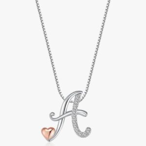 Personalized Initial Heart Necklace – Handcrafted, Hypoallergenic, Adjustable 18-20” Chain – Perfect Gift for Women & Girls