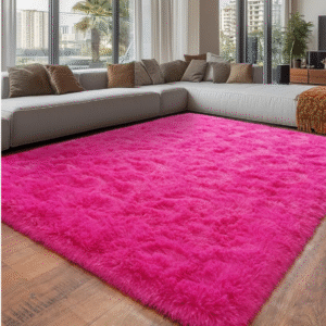Hot Pink Shaggy Area Rug 4x6 – Soft, Fluffy Carpet for Bedroom & Living Room – Cozy Fuzzy Indoor Rug for Kids, Girls, Boys – Plush Decorative Floor Mat