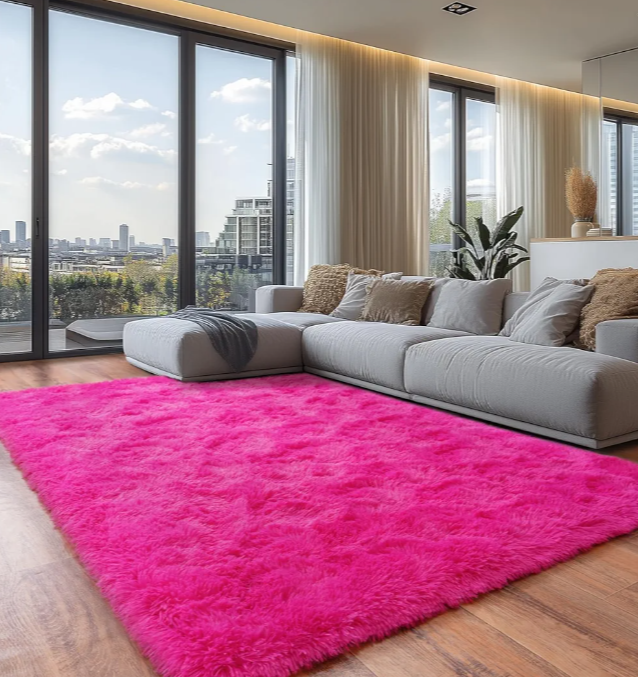 Hot Pink Shaggy Area Rug 4x6 – Soft, Fluffy Carpet for Bedroom & Living Room – Cozy Fuzzy Indoor Rug for Kids, Girls, Boys – Plush Decorative Floor Mat - Image 2