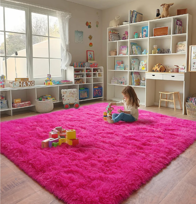 Hot Pink Shaggy Area Rug 4x6 – Soft, Fluffy Carpet for Bedroom & Living Room – Cozy Fuzzy Indoor Rug for Kids, Girls, Boys – Plush Decorative Floor Mat - Image 3