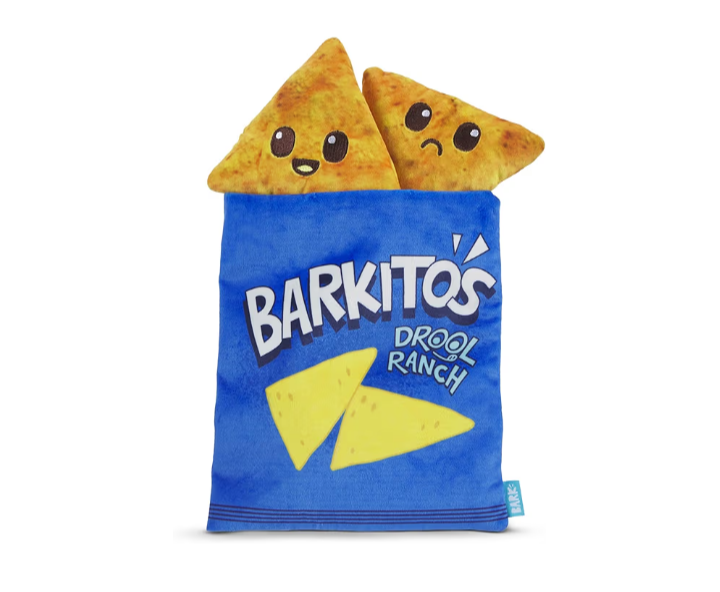 BARK Drool Ranch Chips Holiday Plush Dog Toy – 3-in-1 Squeaky & Crinkle Toy for Medium Dogs, Treat-Hiding Interactive Boredom Buster from BarkBox