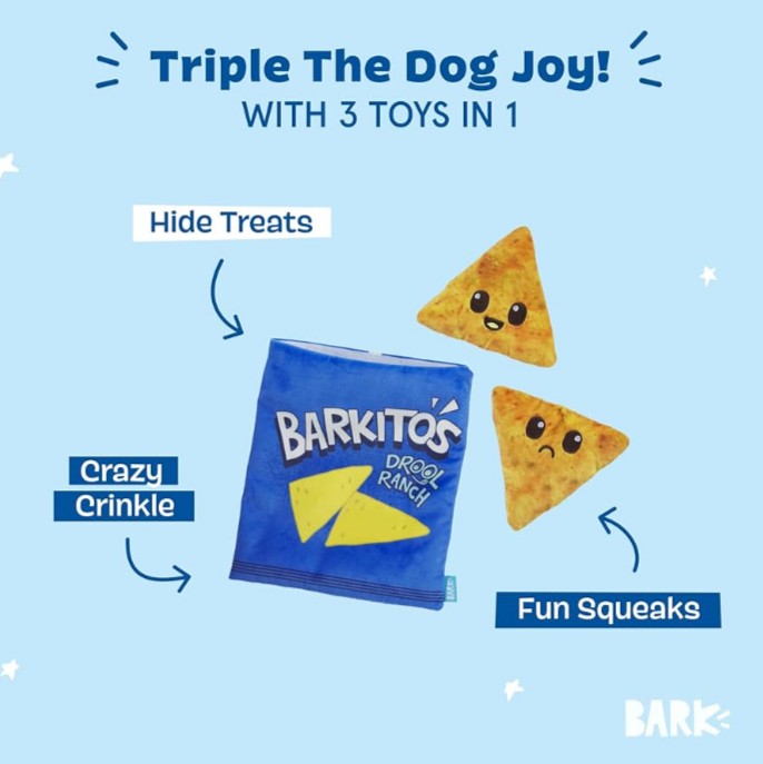 BARK Drool Ranch Chips Holiday Plush Dog Toy – 3-in-1 Squeaky & Crinkle Toy for Medium Dogs, Treat-Hiding Interactive Boredom Buster from BarkBox - Image 4