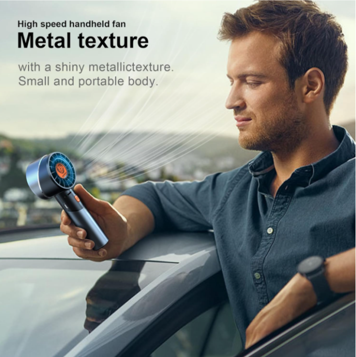 Portable Turbo Handheld Fan – 7000RPM Powerful Mini Fan | USB Rechargeable, 4 Speeds, Long Battery Life (Black) - Image 6