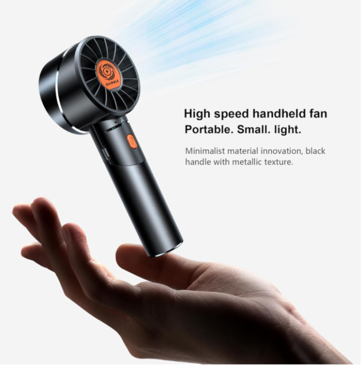 Portable Turbo Handheld Fan – 7000RPM Powerful Mini Fan | USB Rechargeable, 4 Speeds, Long Battery Life (Black) - Image 7