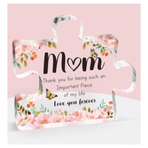 Gifts for Mom – Engraved Acrylic Puzzle Piece Keepsake from Daughter or Son | Mother’s Day, Birthday & Christmas Gift for Mom (3.9 x 3.3 in)