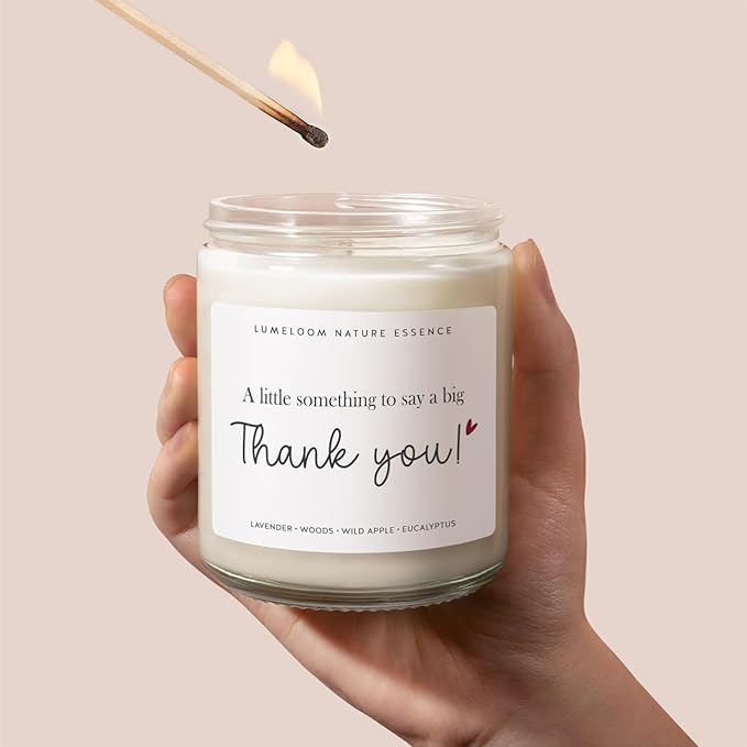 Thank You Candle Gift for Women & Men – 9oz Lavender Scented Soy Candle – Appreciation Gift for Teacher, Coworker, Boss, Nurse, Friend, or Hostess – Relaxing Aromatherapy Thank You Gift for Christmas or Any Occasion - Image 2