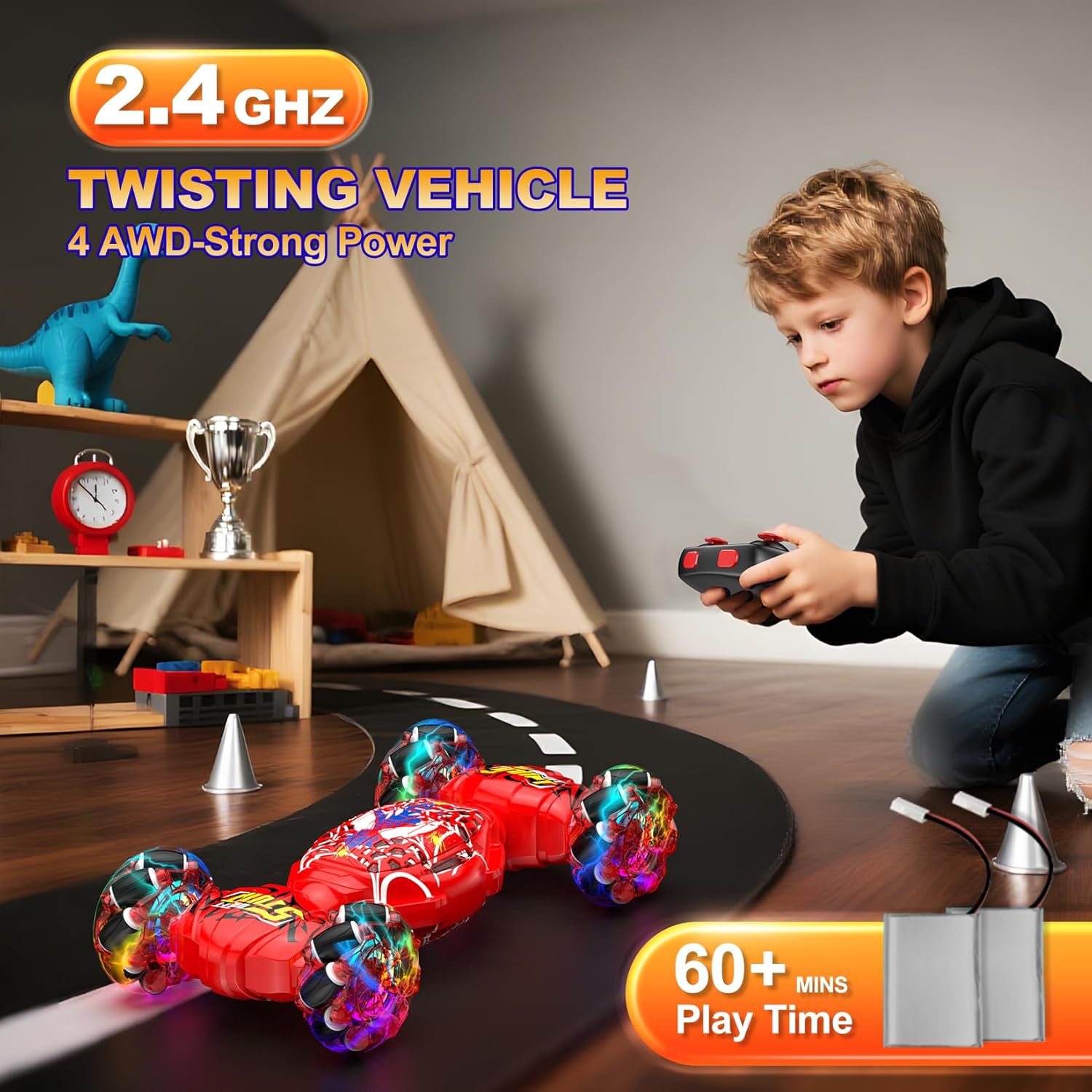 Nikuku RC Stunt Car – 4WD, Gesture Control, Lights & Music (Ages 6–12) Perfect for Birthday and Christmas Gift - Image 2