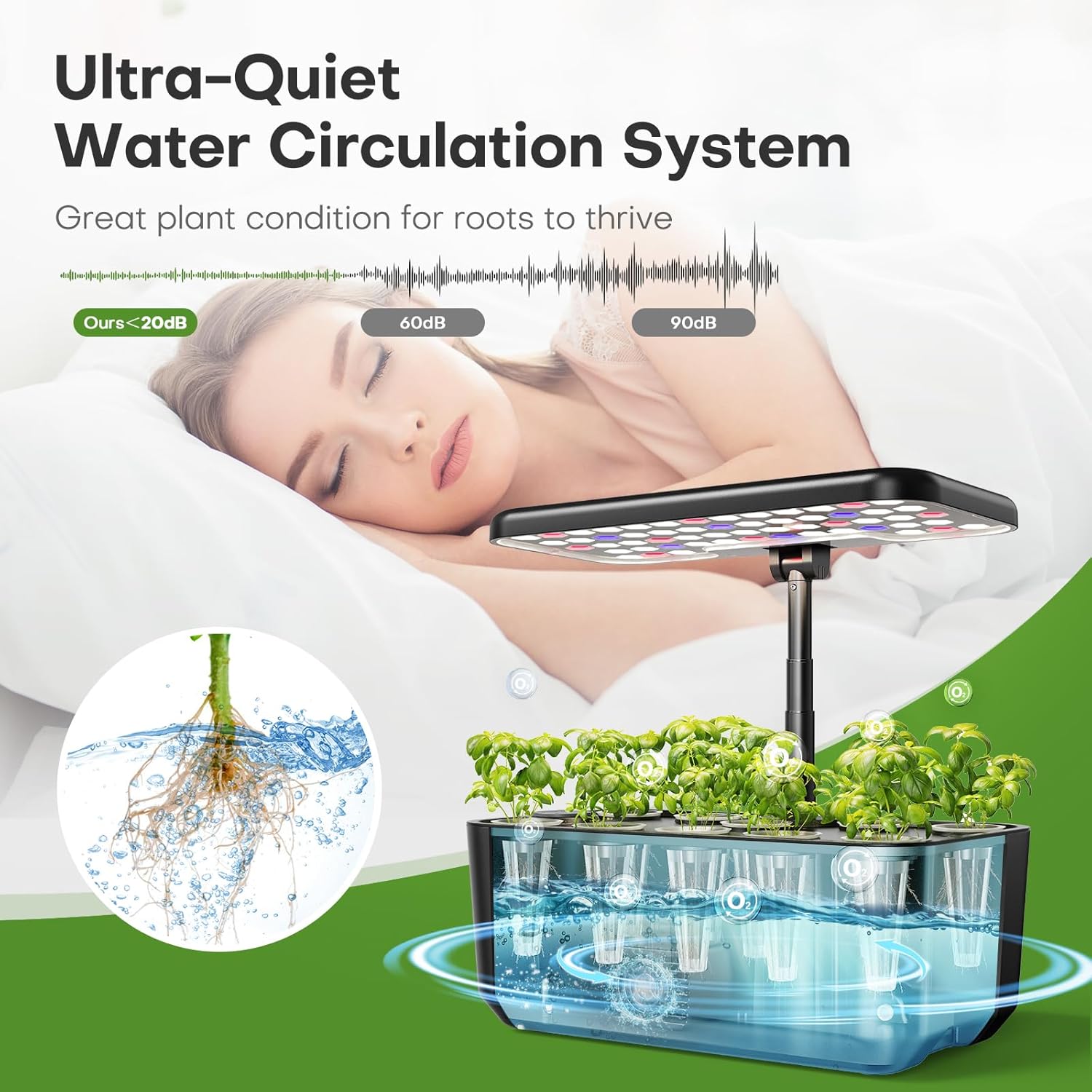 Ahopegarden Indoor Hydroponics Growing System – 10 Pods Herb & Vegetable Kit, LED Grow Light, Adjustable 14.5” Height, Countertop Planter for Year-Round Harvest - Image 4