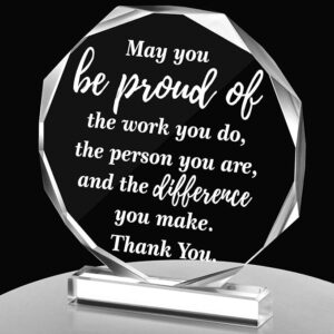Elegant Nonagon Acrylic Thank You Gift for Women – Employee Appreciation, Coworker Farewell, Teacher, Boss, Nurse, Counselor, or Staff Gift – Office Desk Decor Keepsake for Christmas or Goodbye Celebration