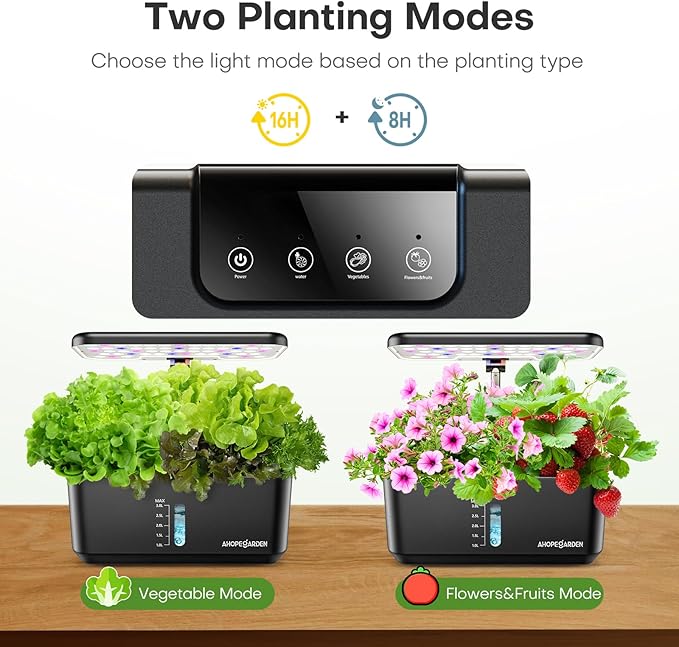 Ahopegarden Indoor Hydroponics Growing System – 10 Pods Herb & Vegetable Kit, LED Grow Light, Adjustable 14.5” Height, Countertop Planter for Year-Round Harvest - Image 6
