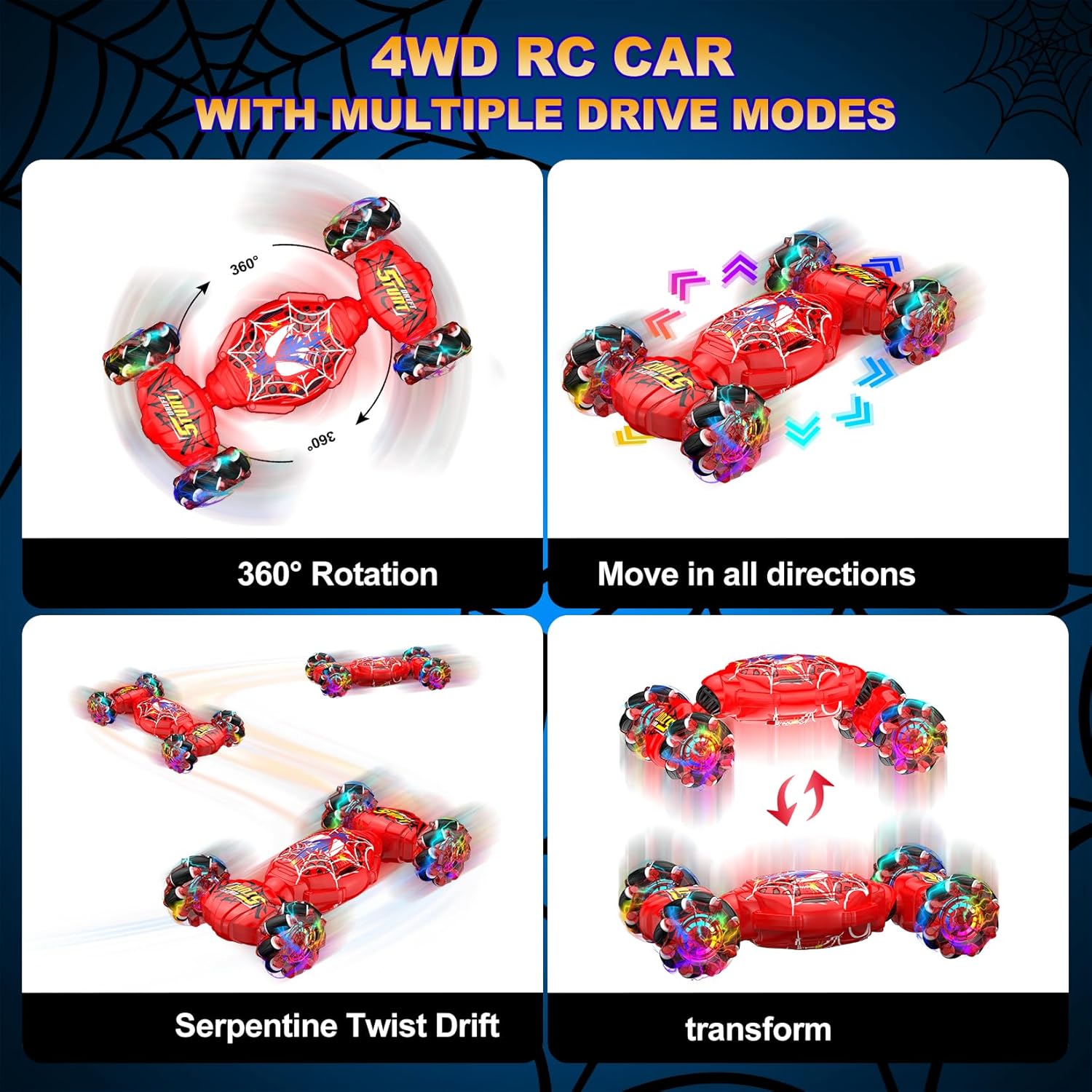 Nikuku RC Stunt Car – 4WD, Gesture Control, Lights & Music (Ages 6–12) Perfect for Birthday and Christmas Gift - Image 5