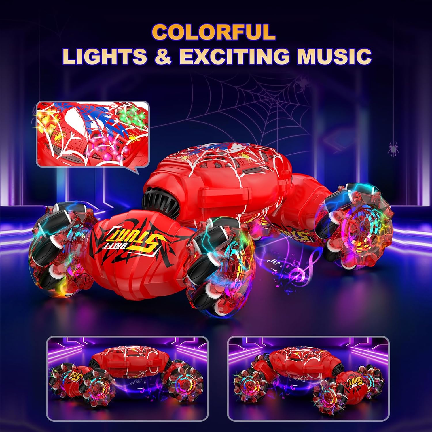 Nikuku RC Stunt Car – 4WD, Gesture Control, Lights & Music (Ages 6–12) Perfect for Birthday and Christmas Gift - Image 6