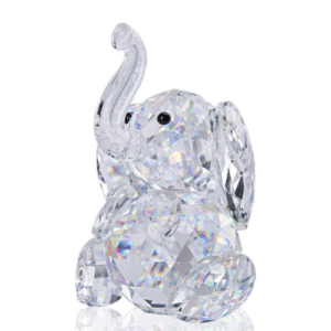 H&D Crystal Elephant Figurine – Handmade K9 Cut Glass Ornament Animal Collectible Statue for Home Décor, Gift for Elephant Lovers, Birthday & Holiday Crystal Decoration