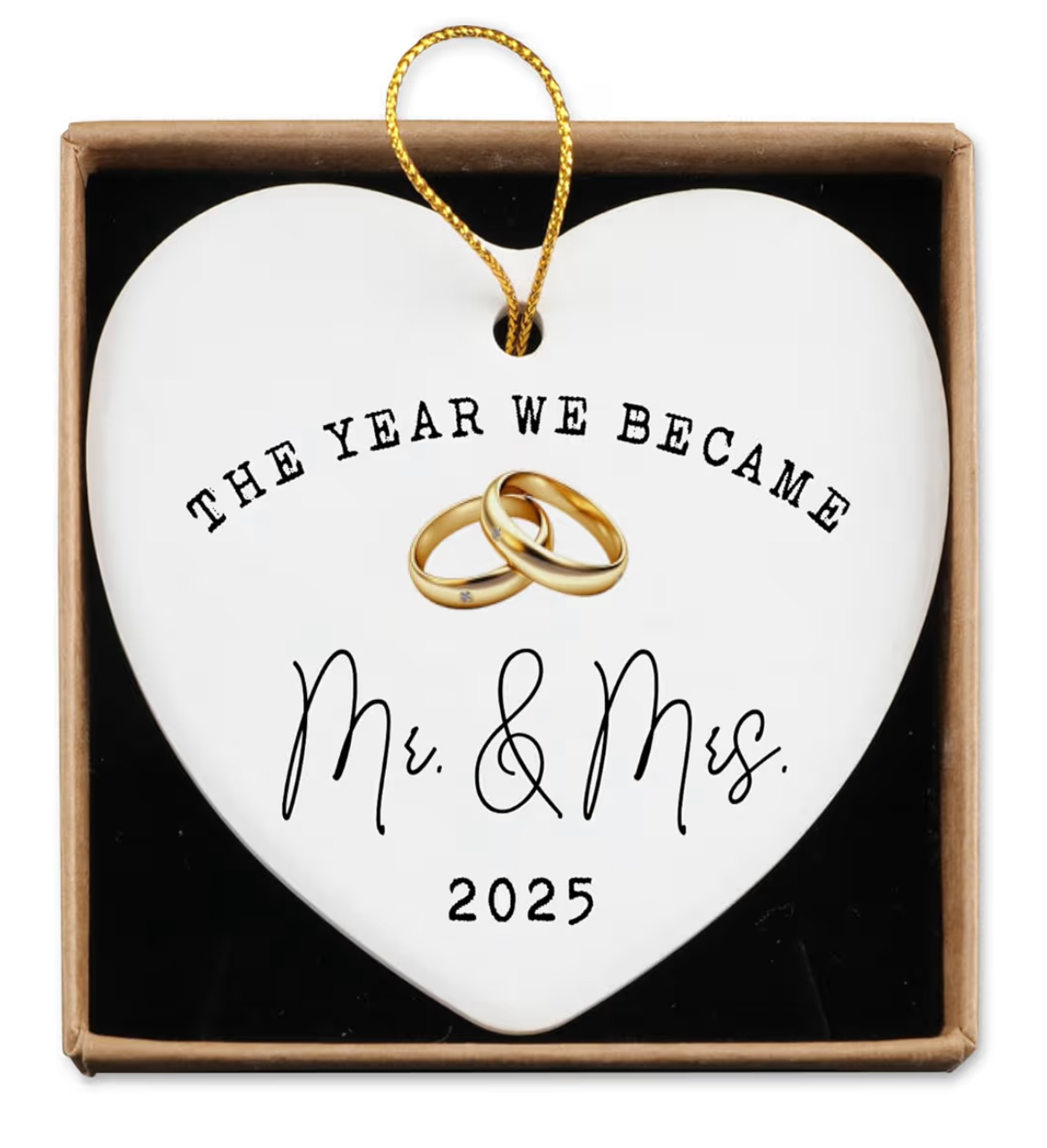 Wedding Gifts for Couples 2025 – Ceramic Mr & Mrs Ornament, Bridal Shower Gift, Just Married Keepsake for Newlywed Bride & Groom