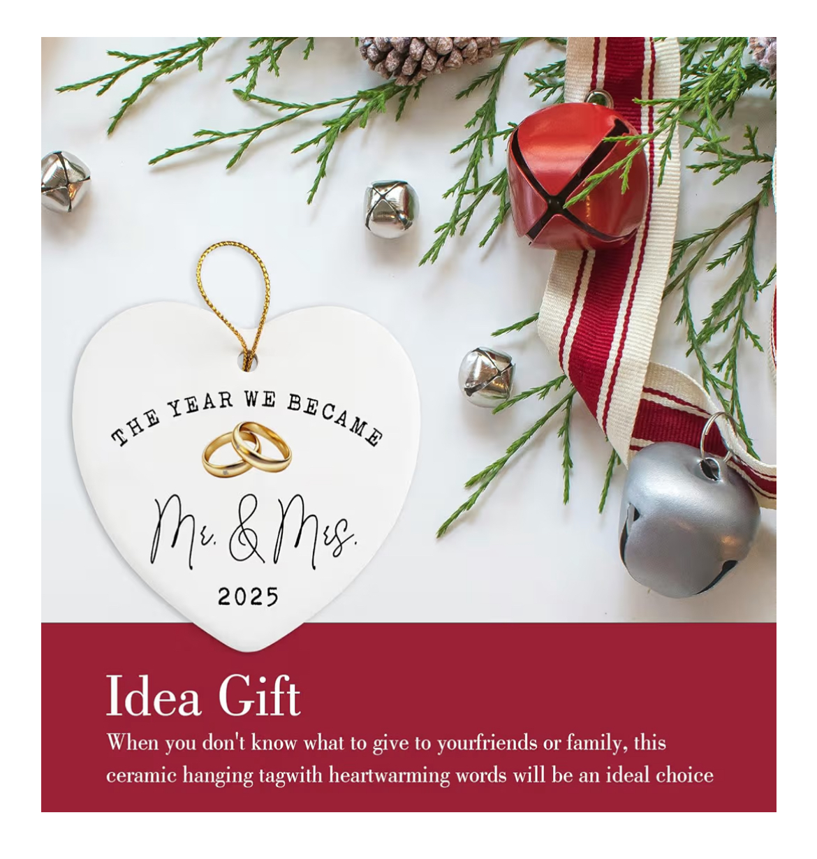 Wedding Gifts for Couples 2025 – Ceramic Mr & Mrs Ornament, Bridal Shower Gift, Just Married Keepsake for Newlywed Bride & Groom - Image 5