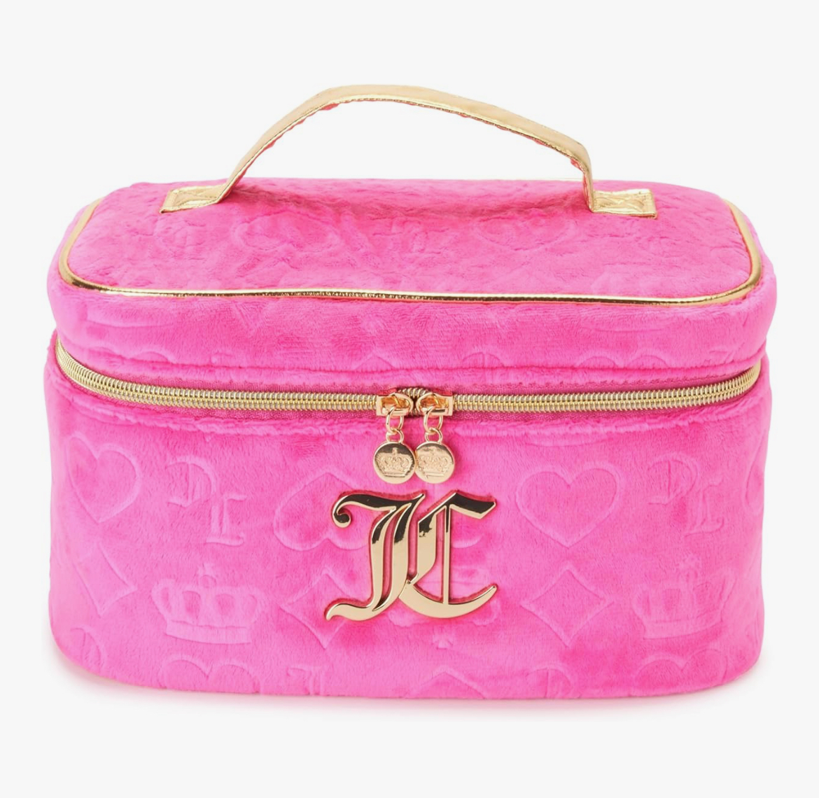 Juicy Couture Hot Pink Velour Makeup Bag – Heart & Crown Train Case Organizer