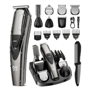 SHPAVVER Beard Trimmer for Men – 12-in-1 Cordless Hair Clippers Grooming Kit, Professional Barber Trimmer with Precision Blades, Turbo Speed Motor, Waterproof Electric Razor, LED Display & Safety Lock