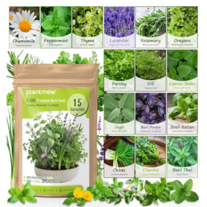 15-Pack Heirloom Herb Seed Kit – 4,500+ Non-GMO Seeds for Indoor & Outdoor Gardening