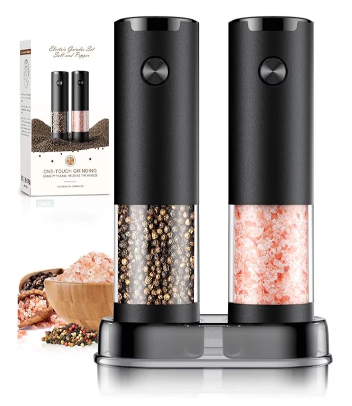 Electric Salt & Pepper Grinder Set – Automatic Battery-Powered Mills with LED Light, Adjustable Coarseness, Large Capacity, Ceramic Blades – Modern Kitchen Essential & Housewarming Gift