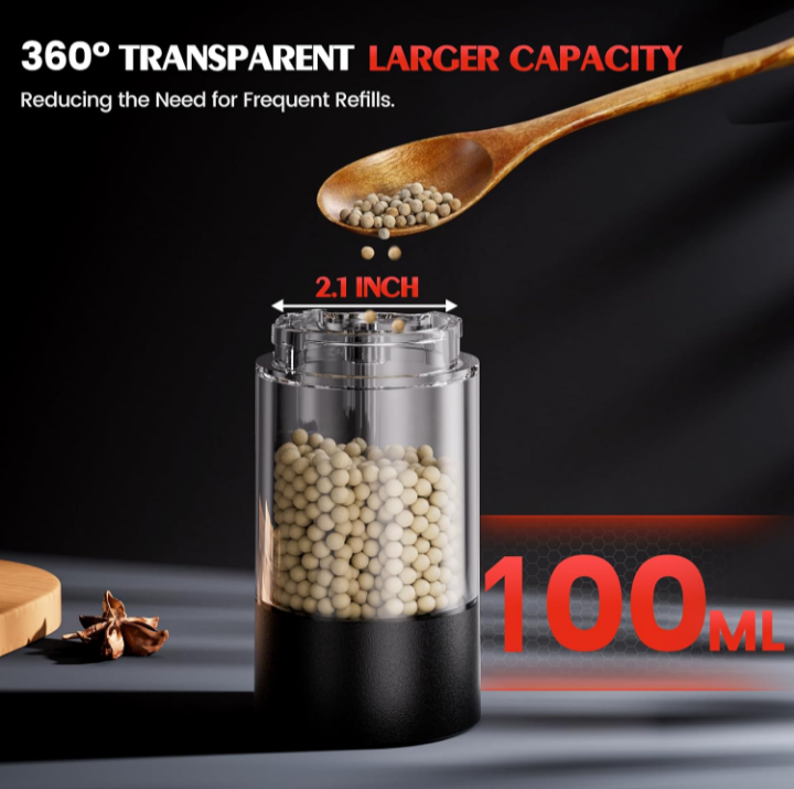 Electric Salt & Pepper Grinder Set – Automatic Battery-Powered Mills with LED Light, Adjustable Coarseness, Large Capacity, Ceramic Blades – Modern Kitchen Essential & Housewarming Gift - Image 5