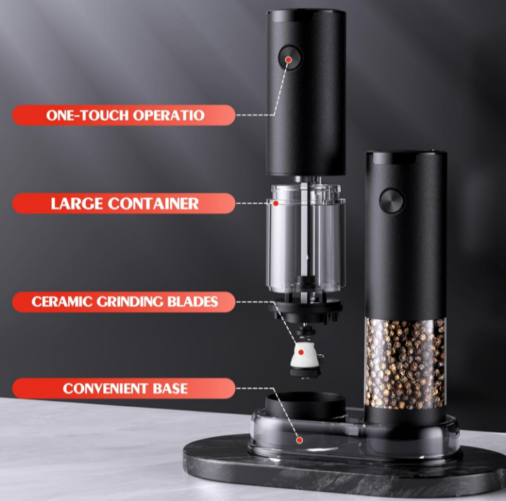 Electric Salt & Pepper Grinder Set – Automatic Battery-Powered Mills with LED Light, Adjustable Coarseness, Large Capacity, Ceramic Blades – Modern Kitchen Essential & Housewarming Gift - Image 6