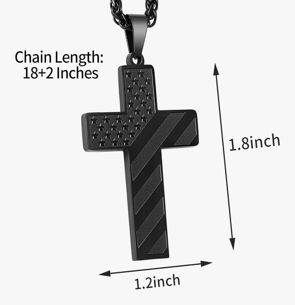 American Flag Cross Necklace for Men – Stainless Steel Bible Verse Pendant - Image 5